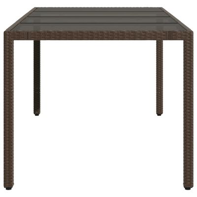 vidaXL Tuintafel met glazen blad 90x90x75 cm poly rattan bruin