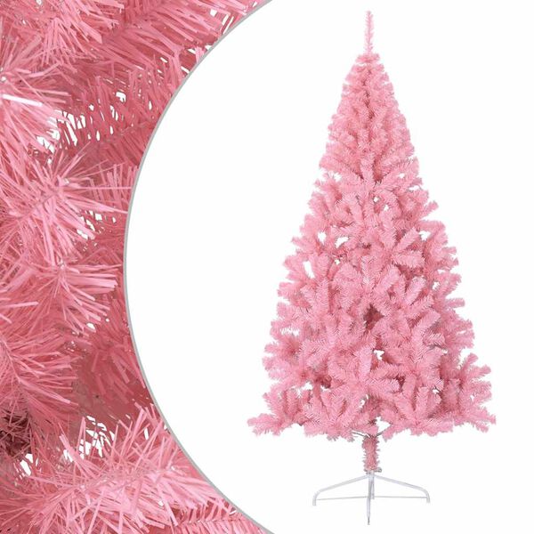 vidaXL Kunstkerstboom met standaard half 180 cm PVC roze