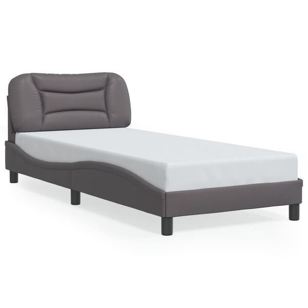 vidaXL Bedframe zonder matras "Hvar" kunstleer grijs 90x190 cm