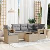 vidaXL 6-delige Loungeset met kussens poly rattan beige
