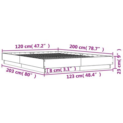 vidaXL Bedframe bewerkt hout grijs sonoma eikenkleurig 120x200 cm