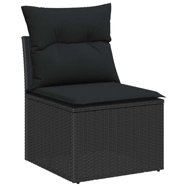 vidaXL Tuin Sofa Set met opslag 9 pcs Zwart poly rattan