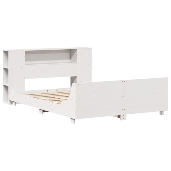 vidaXL Bedframe zonder matras massief grenenhout wit 140x190 cm