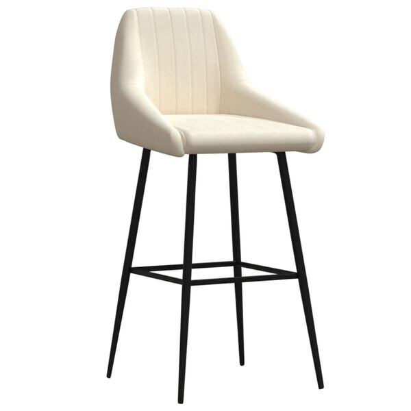 vidaXL Barkruk fluweel cr&egrave;mekleurig