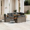 vidaXL 9-delige Loungeset met kussens poly rattan grijs