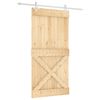vidaXL Schuifdeur Natuurlijk en Wit 100 x 210 cm Massief Grenenhout