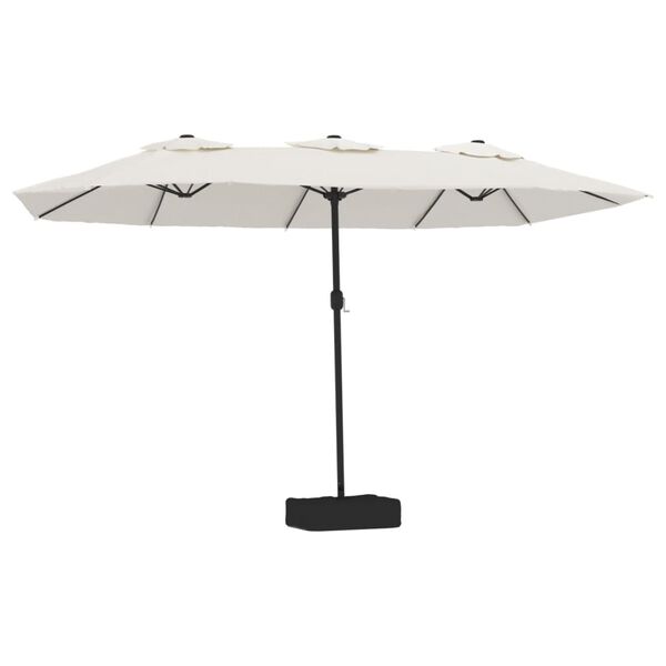 vidaXL Parasol dubbel dak met LED 449x265 cm zandwit