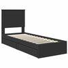 vidaXL Opslag bed met hoofdeinde Zwart 75 x 190 cm Bewerkt hout