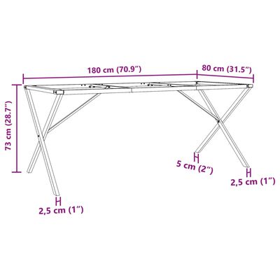 vidaXL Eettafelpoten X-frame 180x80x73 cm gietijzer