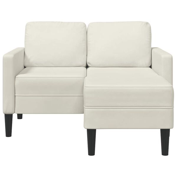 vidaXL 2-zitsbank met chaise L-vorm cr&egrave;mekleurig 125 cm fluweel