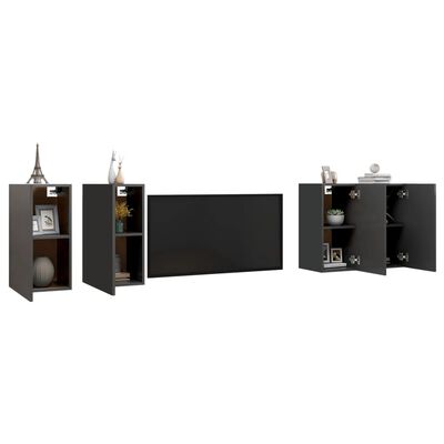 vidaXL Tv-meubelen 4 st 30,5x30x60 cm bewerkt hout grijs