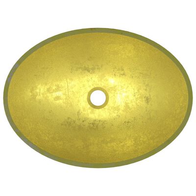 vidaXL Wasbak 50x37x14 cm glas goudkleurig