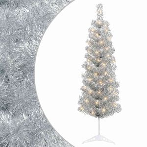 vidaXL Kunstmatige slanke kerstboom 150 cm 150 LED's Warmwit
