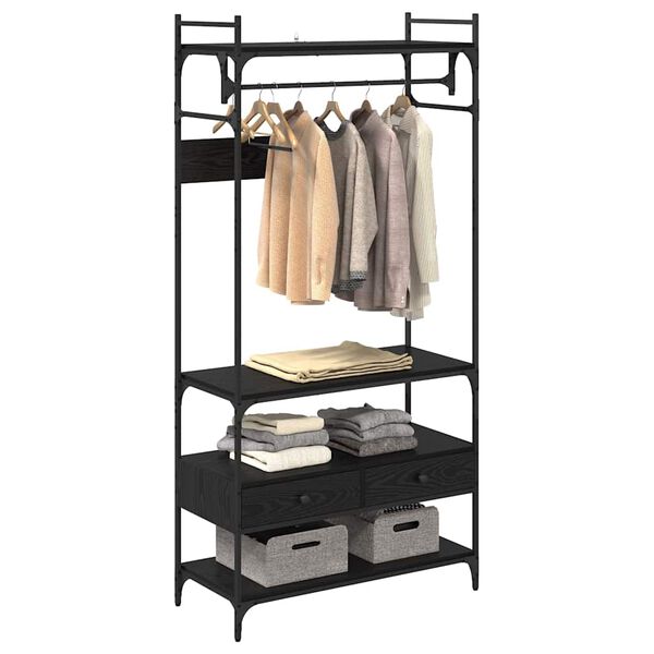 vidaXL Kledingkast Zwart eiken 89 x 39 x 184.5 cm Bewerkt hout