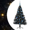 vidaXL Kunstmatig Voorverlicht Kerstboom met 150 LED Zwart 150 cm PVC