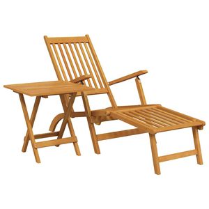 vidaXL Terrasstoel met voetensteun en tafel massief acaciahout