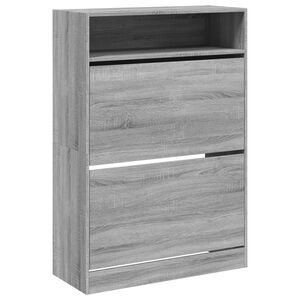 vidaXL Schoenenkast met 2 klaplades 80x34x116 cm grijs sonoma