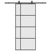 vidaXL Schuifdeur met beslagset 90x205 cm ESG glas zwart