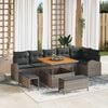 vidaXL Tuin Sofa Set met kussen 9 pcs Grijs Poly riet