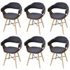vidaXL Eetkamerstoelen 6 st gebogen hout en stof donkergrijs