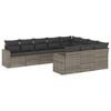 vidaXL 10-delige Loungeset met kussens poly rattan grijs