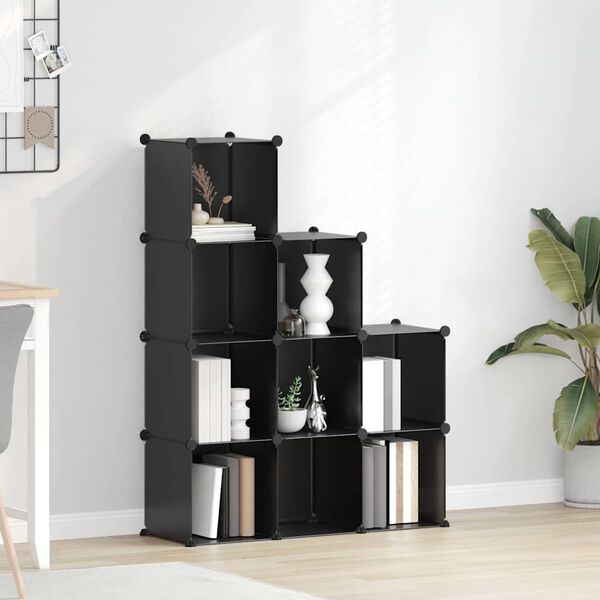 vidaXL Opbergmeubel met 9 vakken polypropeen zwart