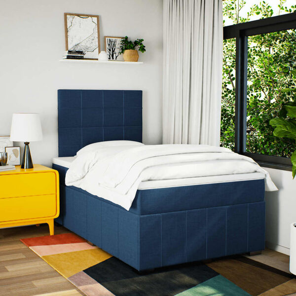 vidaXL Boxspring met matras stof blauw 120x190 cm