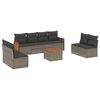 vidaXL 9-delige Loungeset met kussens poly rattan grijs