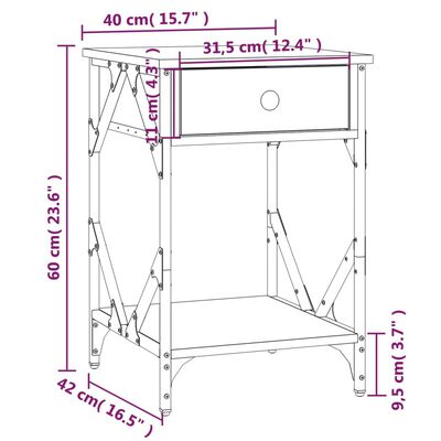 vidaXL Nachtkastje 40x42x60 cm bewerkt hout sonoma eikenkleurig