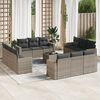 vidaXL 13-delige Loungeset met kussens poly rattan grijs