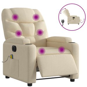 vidaXL Massagestoel elektrisch verstelbaar stof cr&egrave;mekleurig