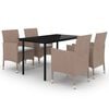 vidaXL 5-delige Tuinset met kussens poly rattan en glas
