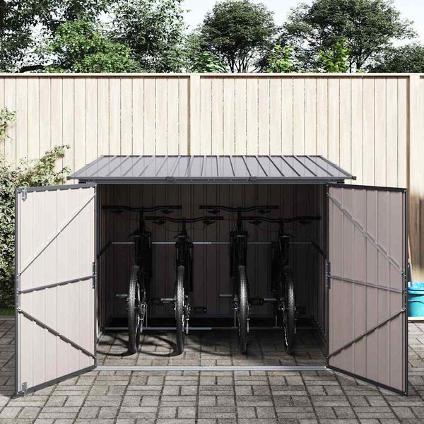 vidaXL Fietsschuurtje 3 pcs Antraciet 215 x 206 x 157 cm Metaal
