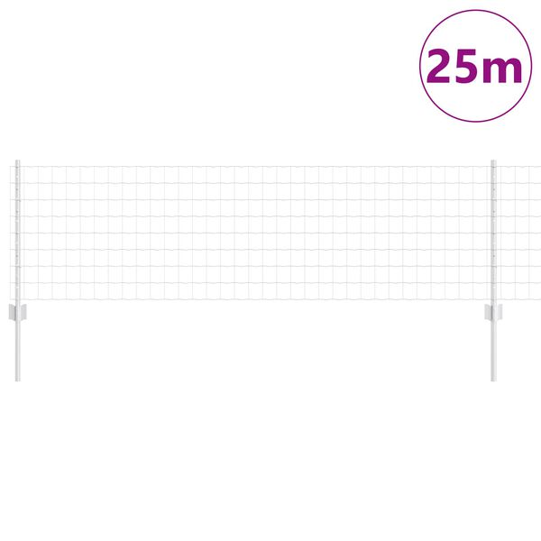 vidaXL Hek met Paal Zilver 0,6 x 25 m Staal