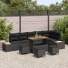 vidaXL Tuinbankenset 10 pcs Zwart poly rattan