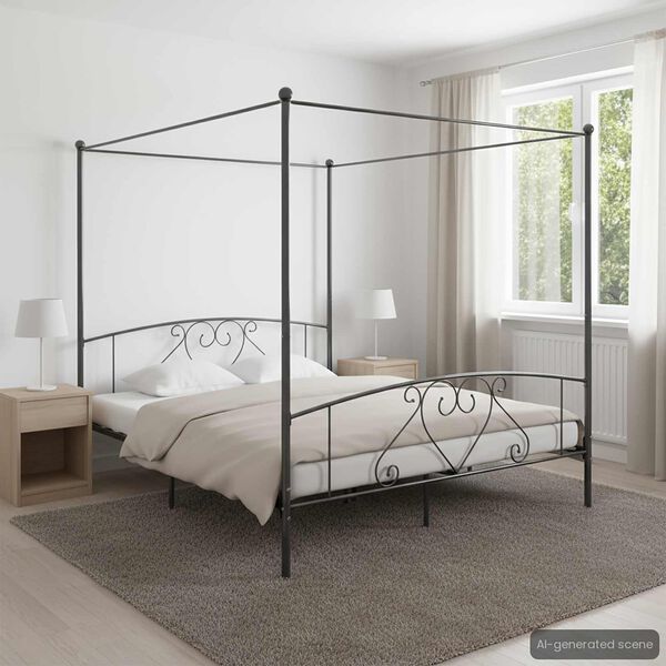 vidaXL Hemelbedframe metaal grijs 180x200 cm