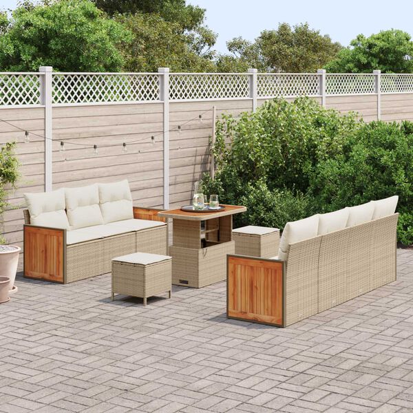 vidaXL Tuin Sofa Set met kussen 10 pcs beige en cr&egrave;mekleurig