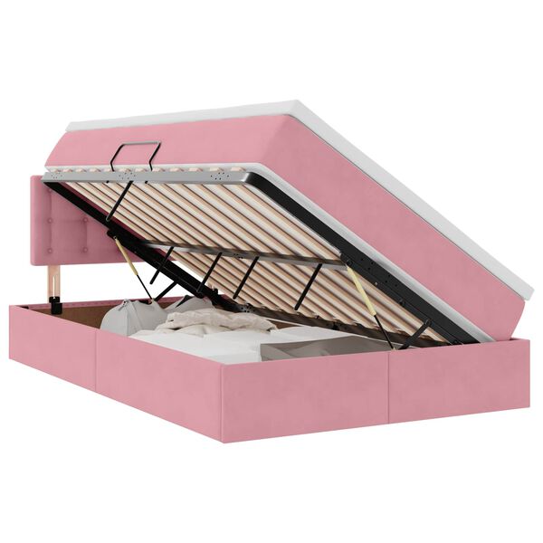 vidaXL Opbergbed met LED met matras met LED Roze 120 x 200 cm Fluweel