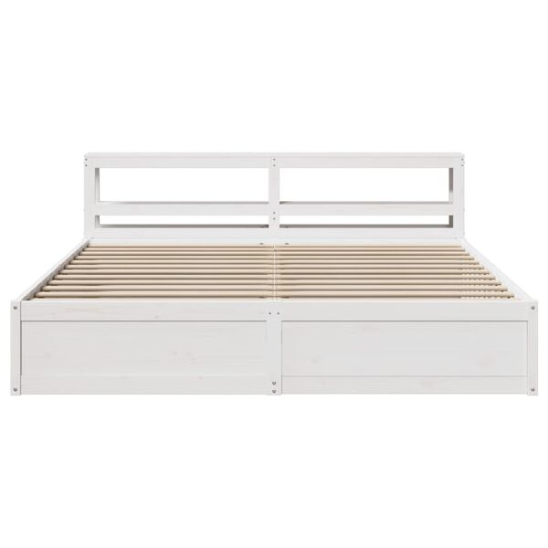 vidaXL Bedframe met hoofdbord massief grenenhout wit 200x200 cm