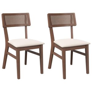 vidaXL Eetkamerstoelen met kussens 2 st massief hout rubber bruin