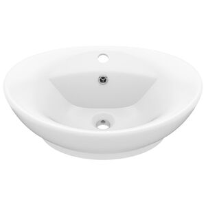 vidaXL Wastafel met overloop ovaal 58,5x39 cm keramiek matwit