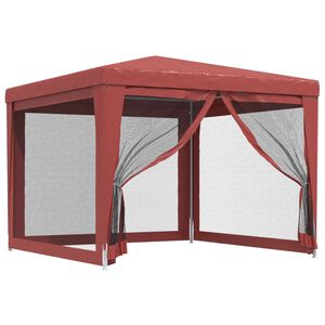 vidaXL Partytent met 4 mesh zijwanden 3x3 m HDPE rood