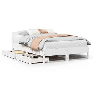 vidaXL Bedframe zonder matras massief grenenhout wit 150x200 cm