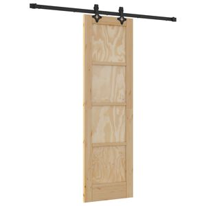 vidaXL Schuifdeur Naturel en Zwart 61 x 198,5 cm Massief grenenhout