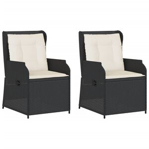 vidaXL Tuinstoelen 2 st verstelbaar met kussens poly rattan zwart