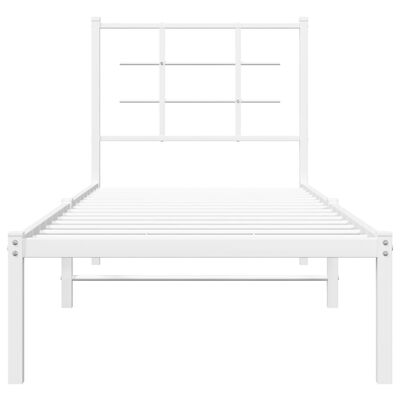 vidaXL Bedframe met hoofdbord zonder matras metaal wit 75x190 cm