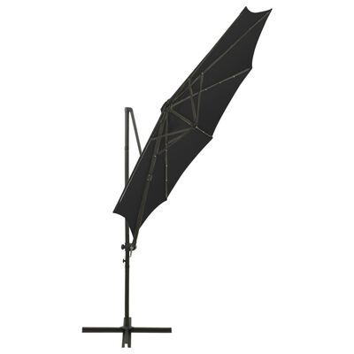 vidaXL Zweefparasol met paal en LED-verlichting 300 cm zwart