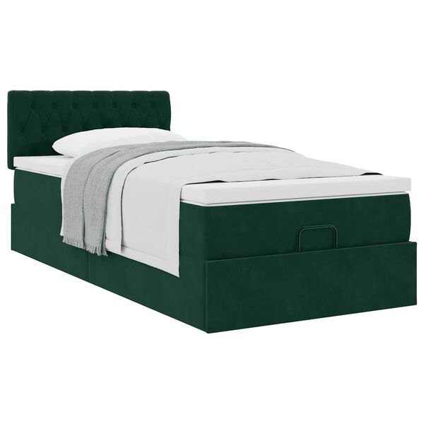 vidaXL Ottoman bed met matras 90x190cm fluweel donkergroen