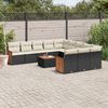 vidaXL 12-delige Loungeset met kussens poly rattan zwart