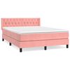 vidaXL Boxspring met matras fluweel roze 140x200 cm